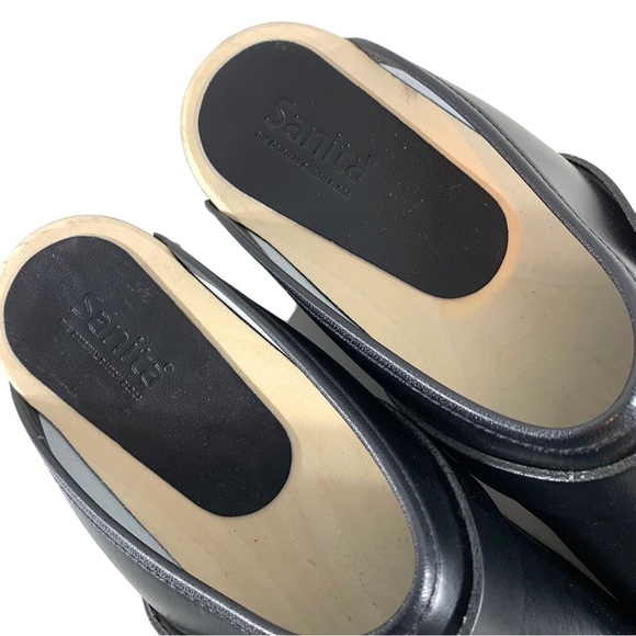 Sanita Mens Size 47 Black Slip On Open Back Danish Clogs Shoes 13 US with Strap
